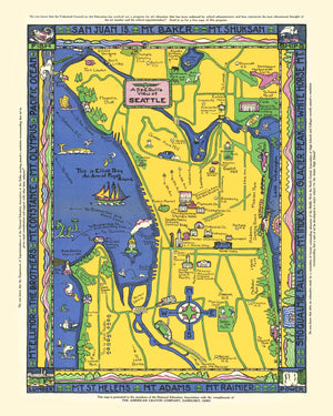 Vintage Map of Seattle, Washington 1927