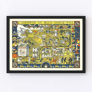 Vintage Blue Serge Hill Texas Womens University Map 1928
