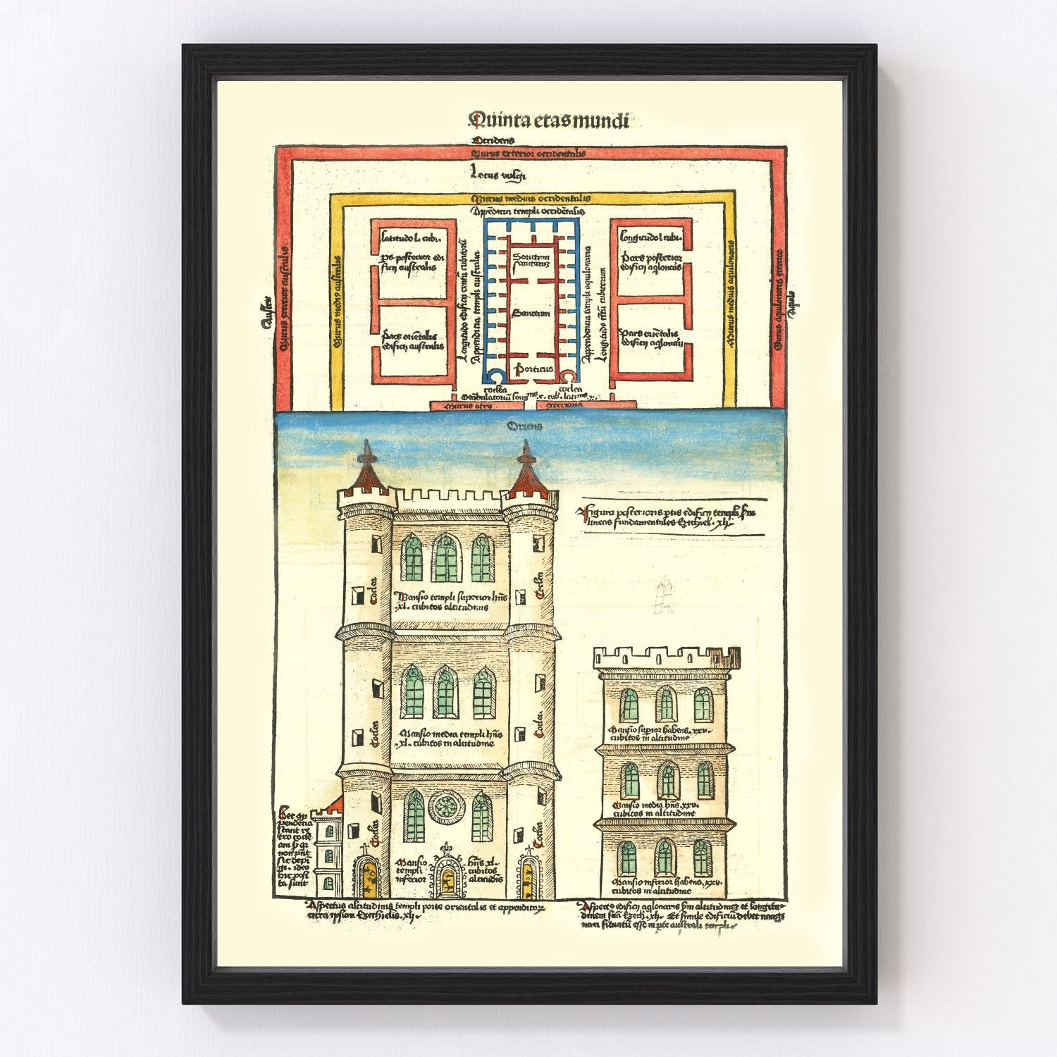 Vintage Temple of Ezekiel Map 1493