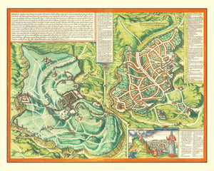 Vintage Map of Jerusalem, Israel 1572