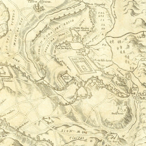 Vintage Map of Jerusalem, Israel 1572