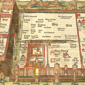 Vintage Map of Jerusalem, Israel 1581
