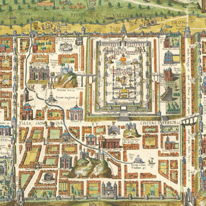 Vintage Map of Jerusalem, Israel 1584