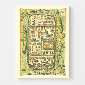 Vintage Map of Jerusalem, Israel 1588