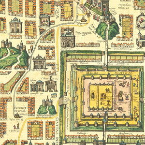Vintage Map of Jerusalem, Israel 1588