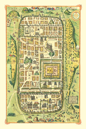 Vintage Map of Jerusalem, Israel 1588