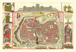 Vintage Map of Jerusalem, Israel 1690
