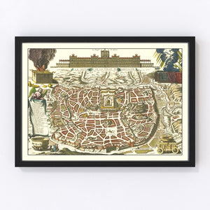 Vintage Map of Jerusalem, Israel 1700