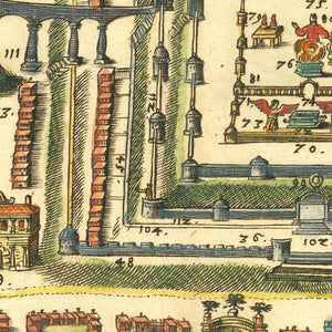 Vintage Map of Jerusalem, Israel 1736