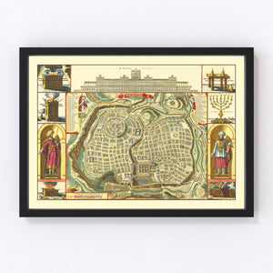 Vintage Map of Jerusalem, Israel 1740