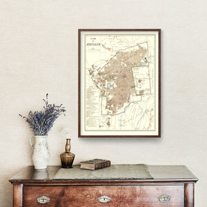 Vintage Map of Jerusalem, Israel 1900