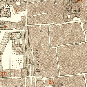 Vintage Map of Jerusalem, Israel 1900