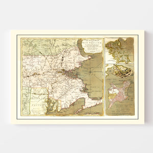 Vintage Map of the Seat of War in New England 1775