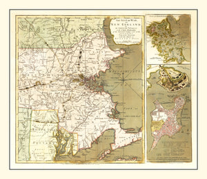 Vintage Map of the Seat of War in New England 1775