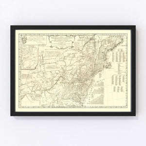 Vintage Map of the Middle British Colonies in North America 1755