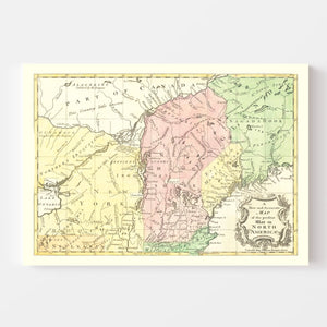 Vintage Map of French & Indian War 1757