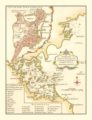 Vintage Map of Boston, Massachusetts 1774