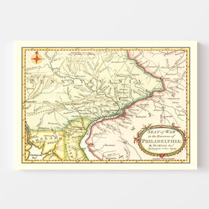 Vintage Map of the War in Philadelphia 1777