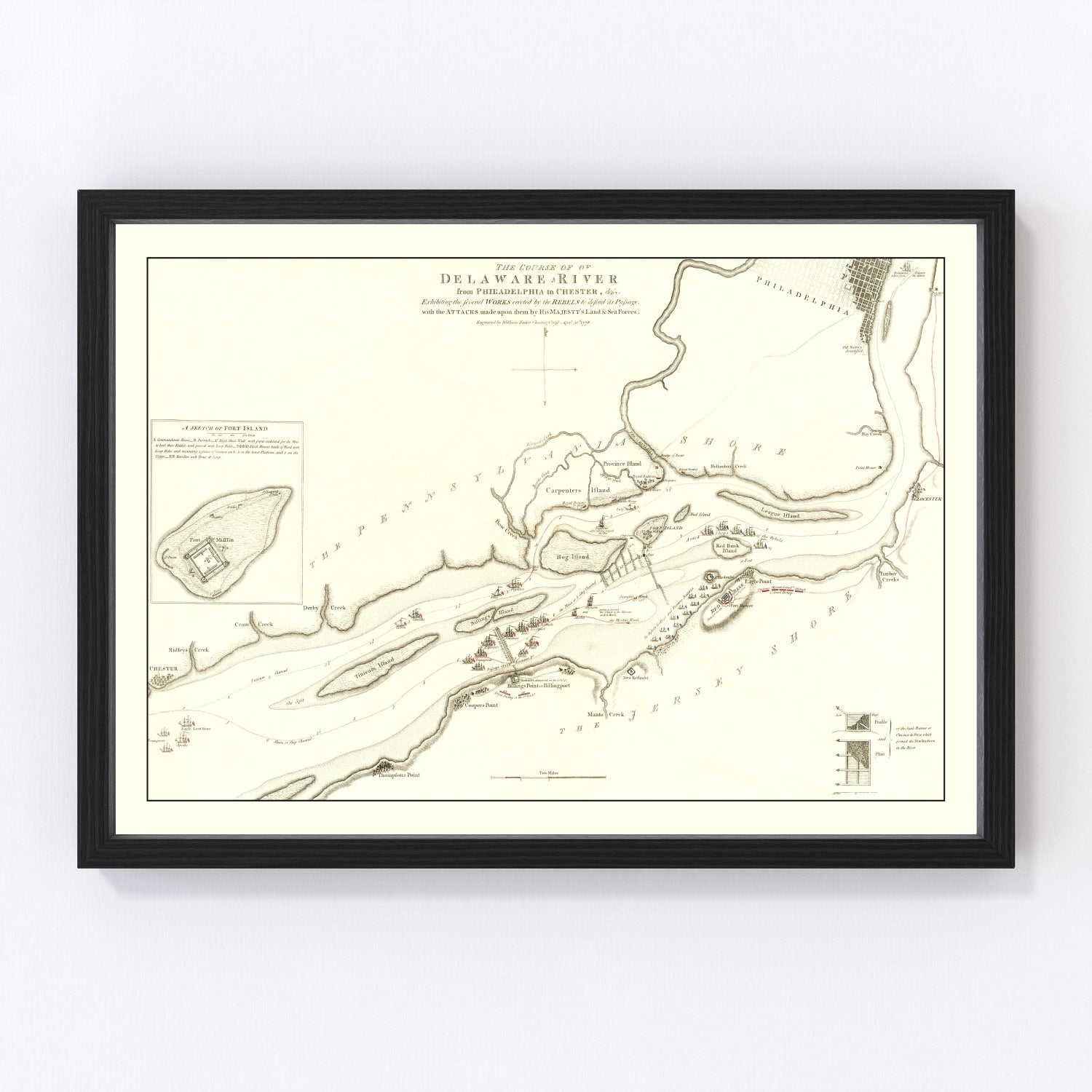 Vintage Revolutionary War Battle Map 1778