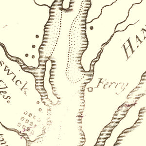 Vintage Cape Fear River Map, North Carolina 1781