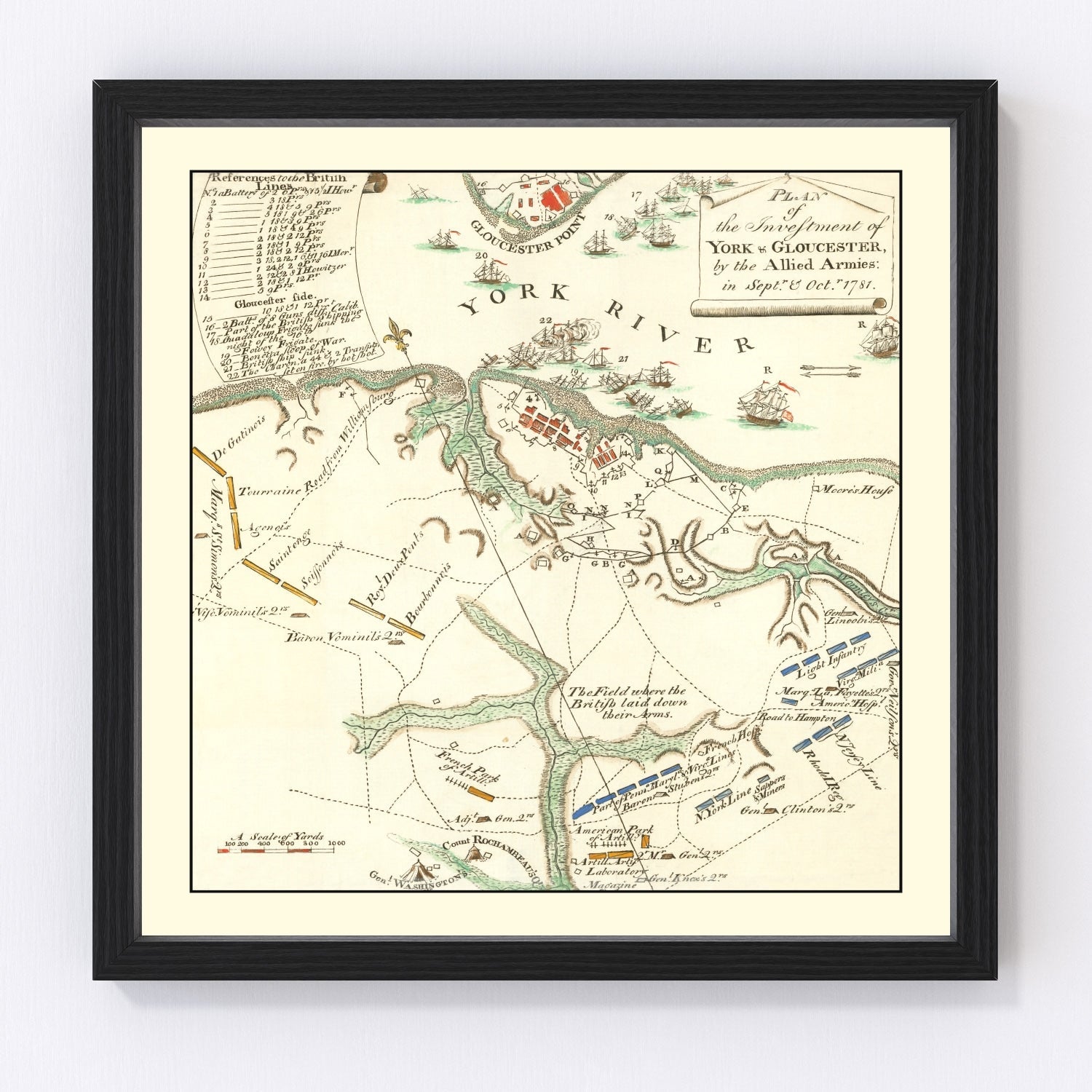 Vintage Map of York & Gloucester 1785