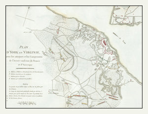 Vintage Battle of Yorktown Map 1787