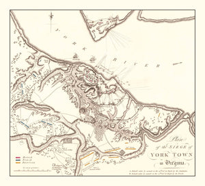 Vintage Siege of Yorktown Map 1787