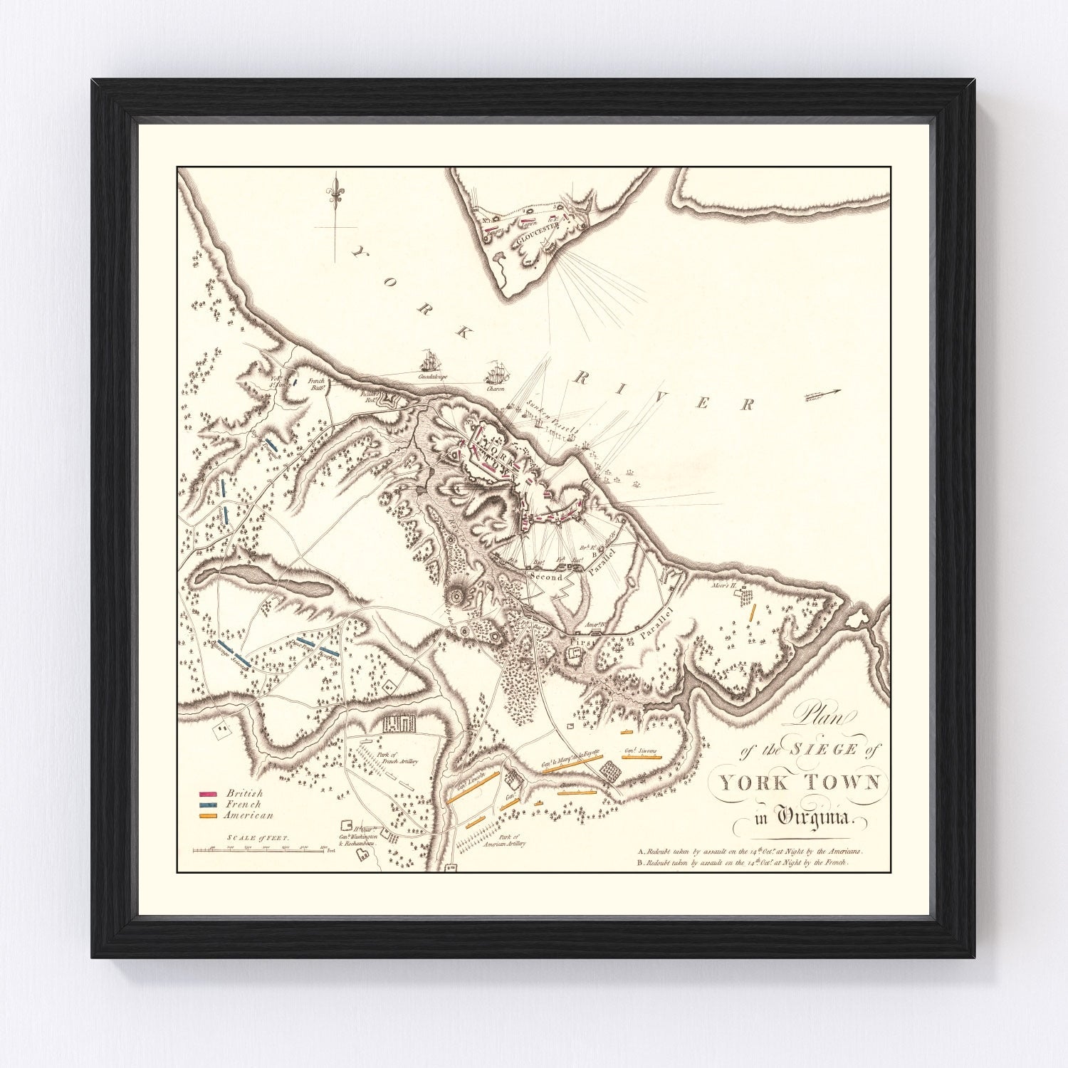 Vintage Siege of Yorktown Map 1787