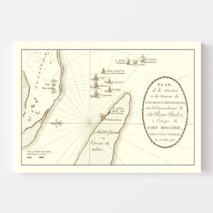 Vintage Battle of Sullivan's Island Map 1787