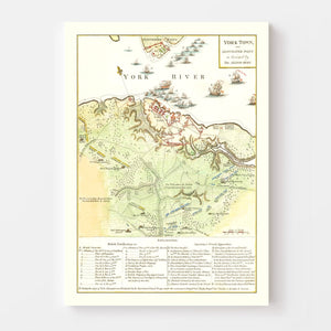 Vintage Yorktown & Gloucester Map 1788