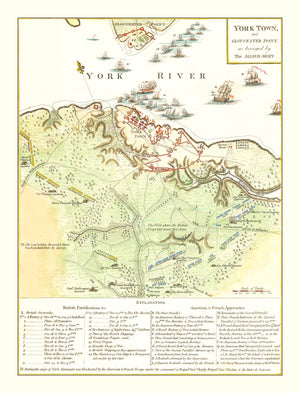 Vintage Yorktown & Gloucester Map 1788