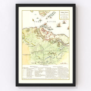 Vintage Yorktown & Gloucester Map 1788