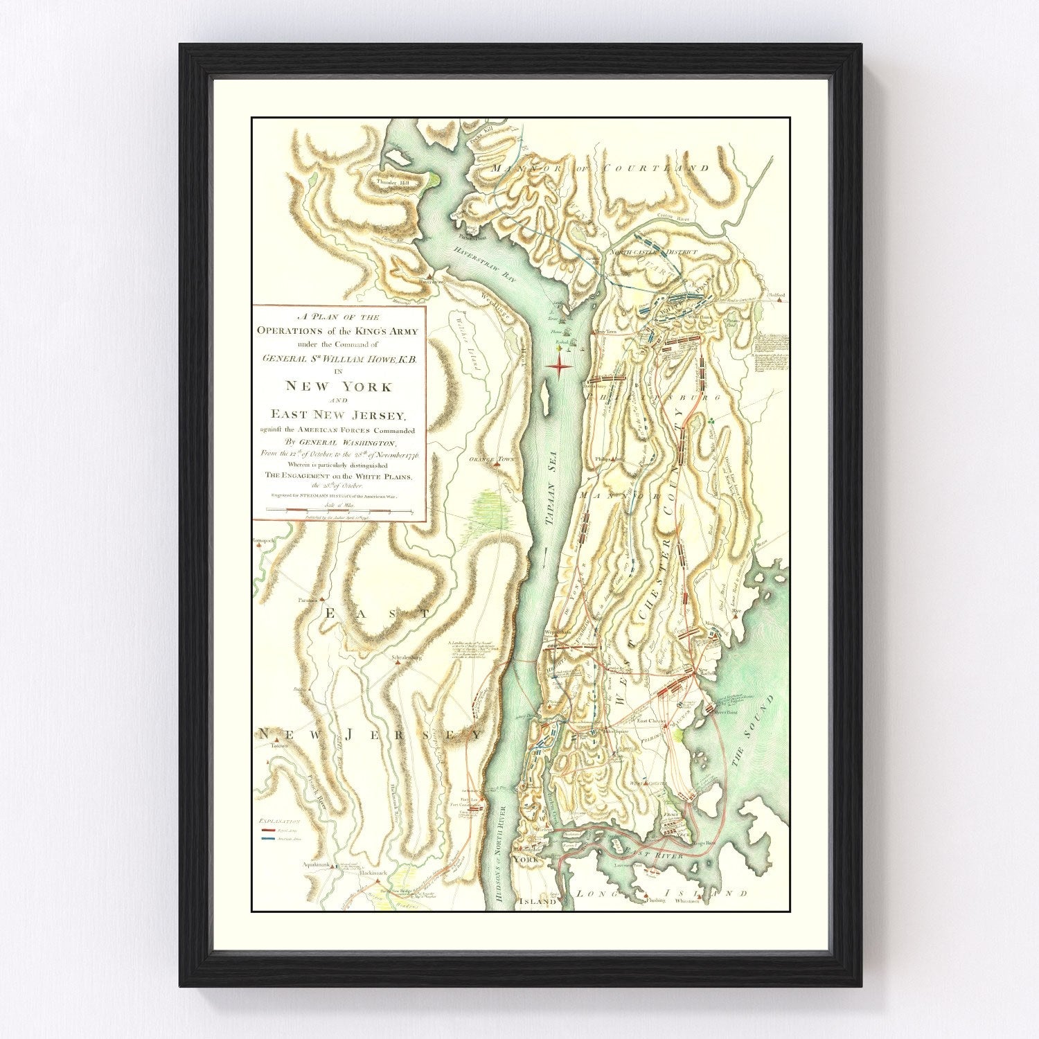 Vintage New York & East New Jersey War Map 1793