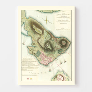 Vintage Battle of Bunker Hill Map 1793