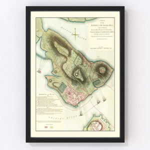 Vintage Battle of Bunker Hill Map 1793