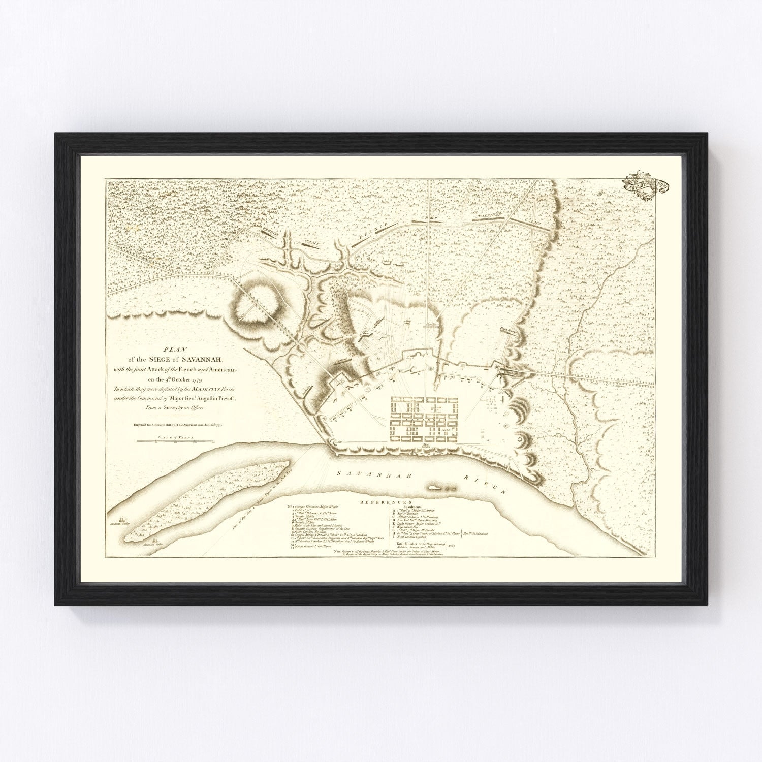 Vintage Siege of Savannah Map 1794