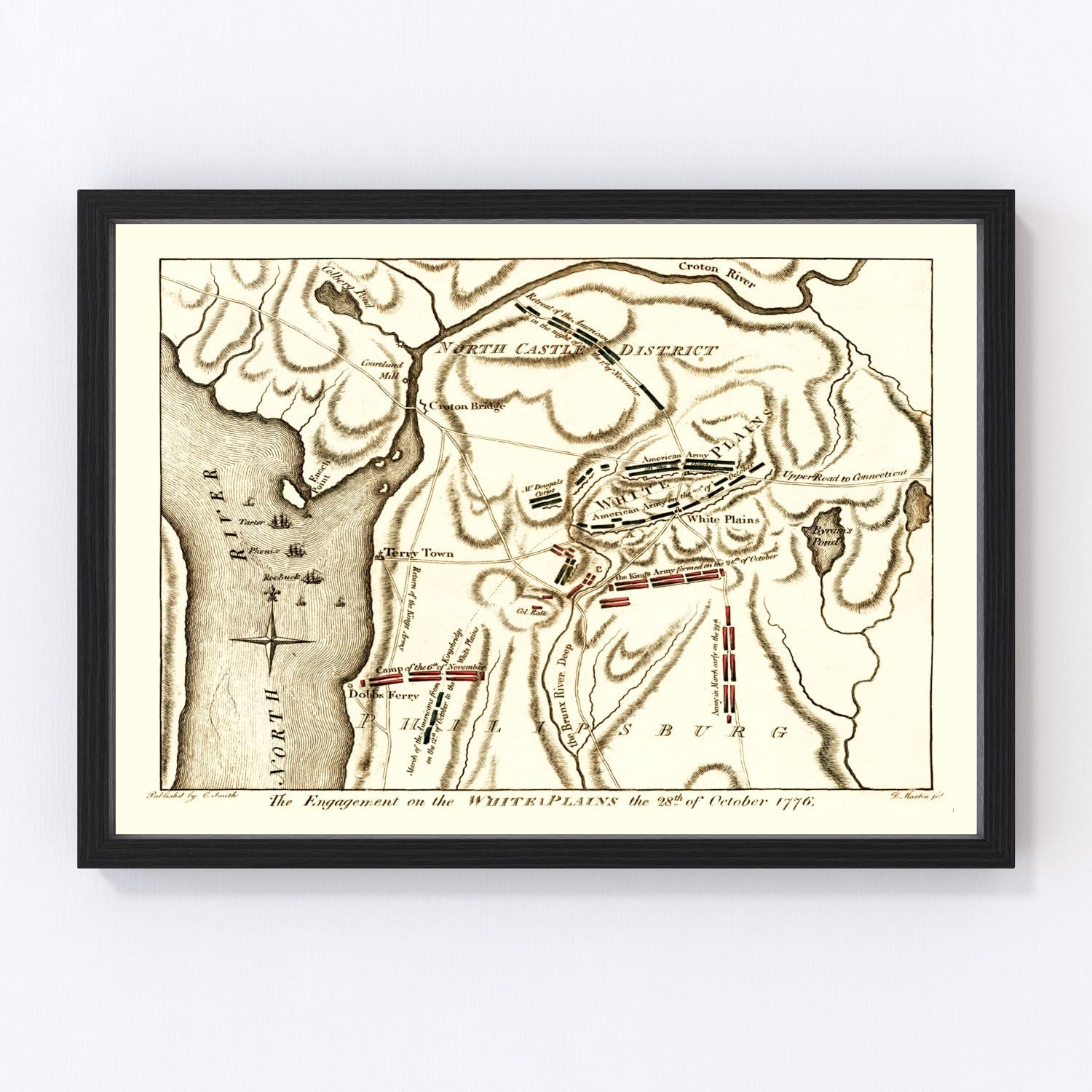 Vintage White Plains Battle Map 1796