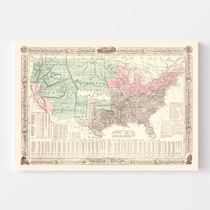 Vintage United States Map of the Slave States & Slavery 1856