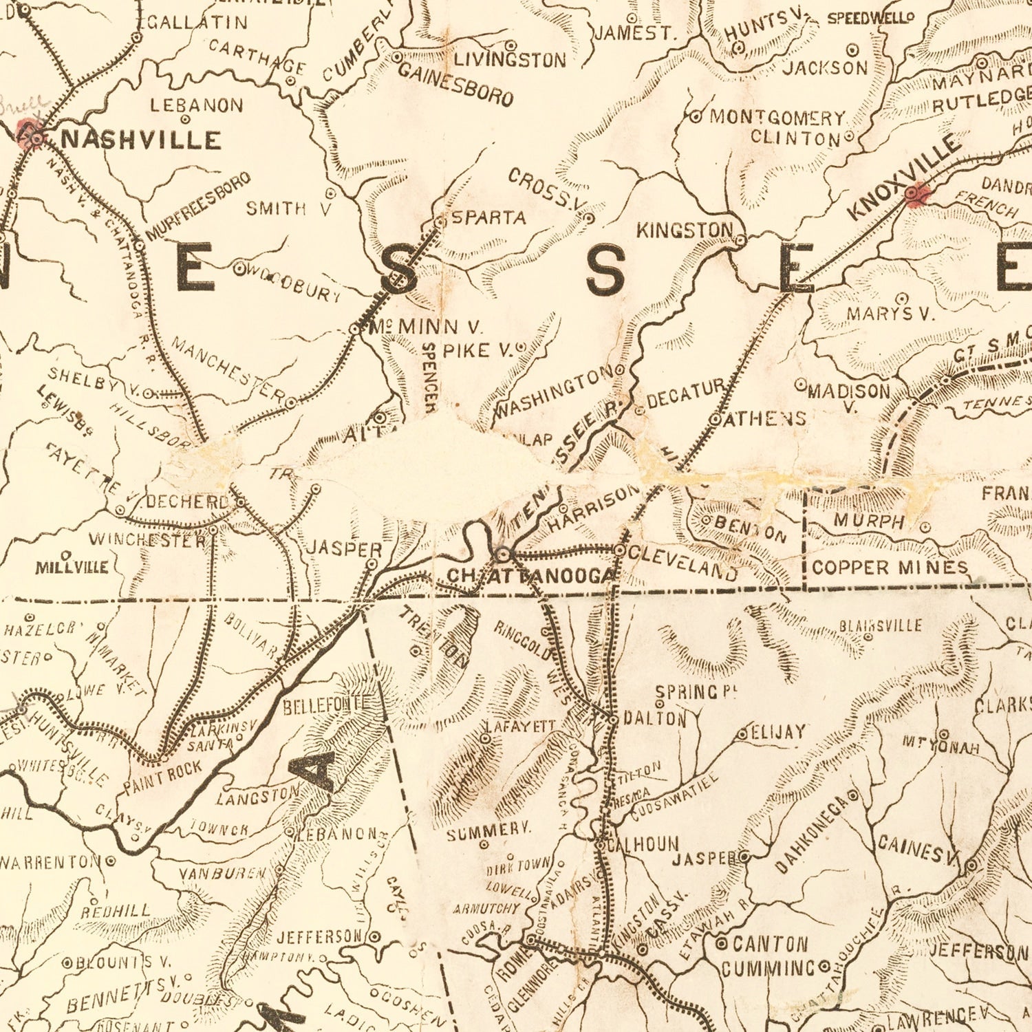 Vintage Military Map of the Southern United States 1861