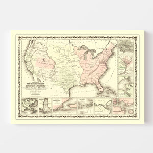 Vintage Military Map of the Southern Harbors 1861