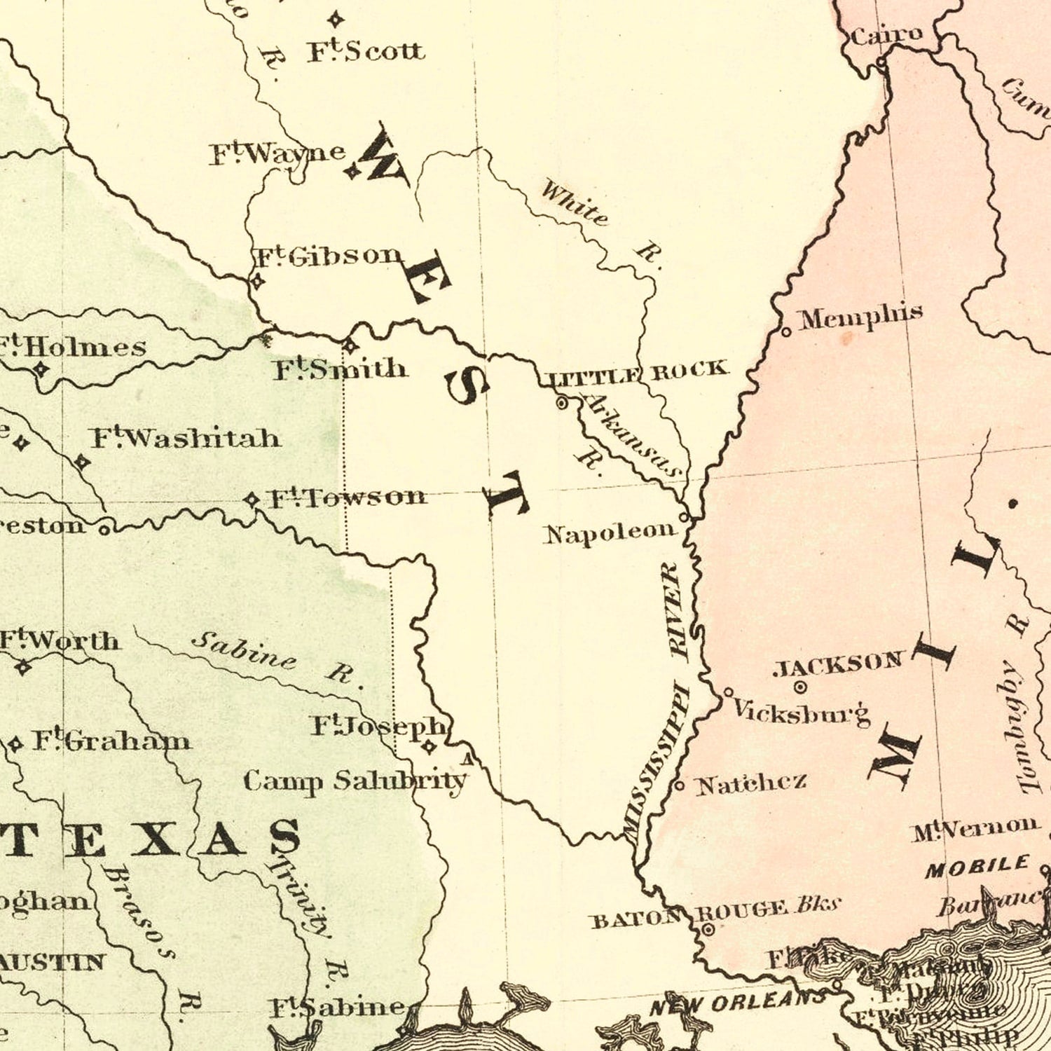 Vintage Military Map of the Southern Harbors 1861