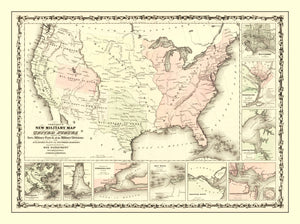 Vintage Military Map of the Southern Harbors 1861