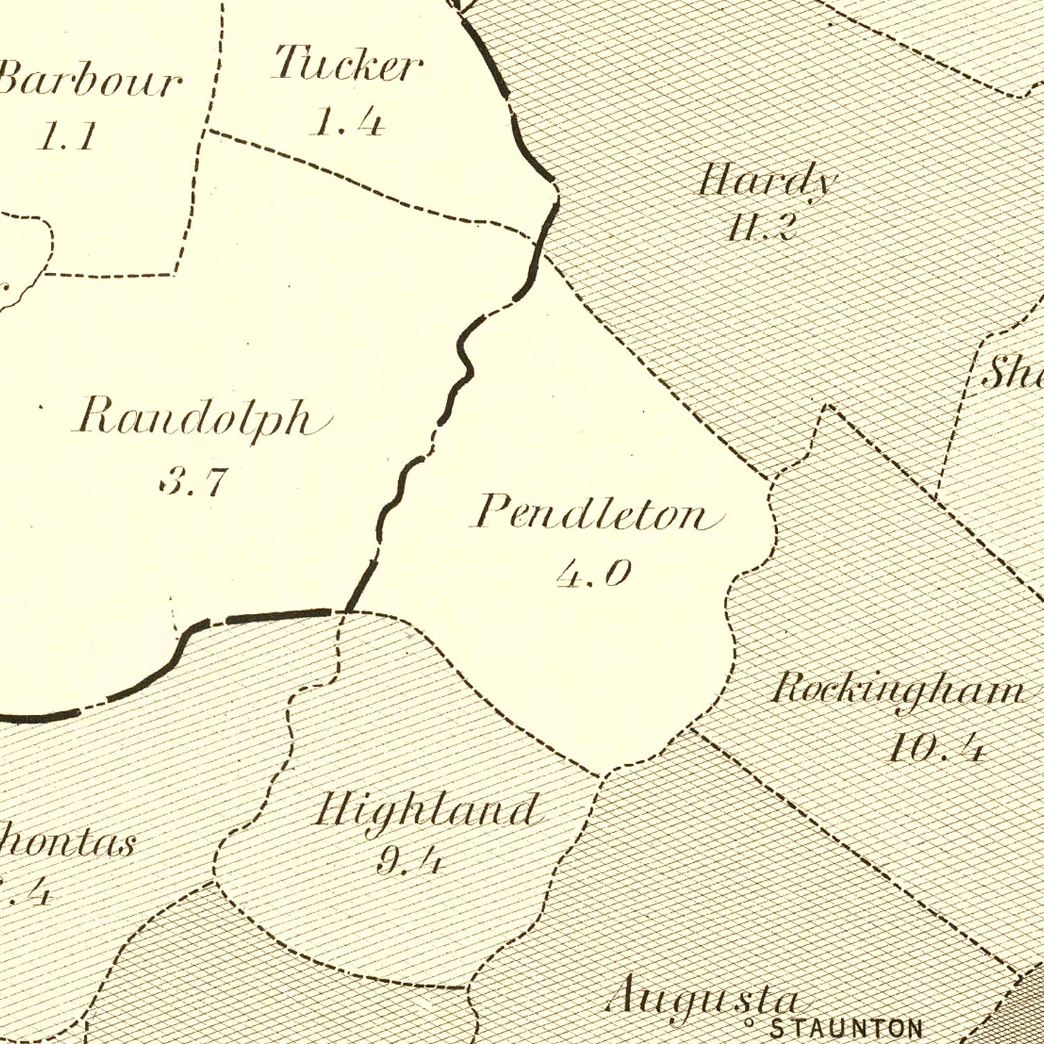 Vintage Virginia Abolitionist Map 1861