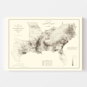 Vintage Map of Slaves in the Southern States 1861