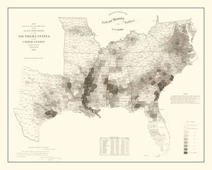 Vintage Map of Slaves in the Southern States 1861