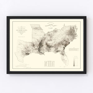 Vintage Map of Slaves in the Southern States 1861