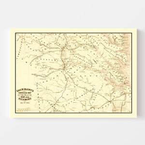 Vintage Seat of War Near Richmond, VA Map 1862