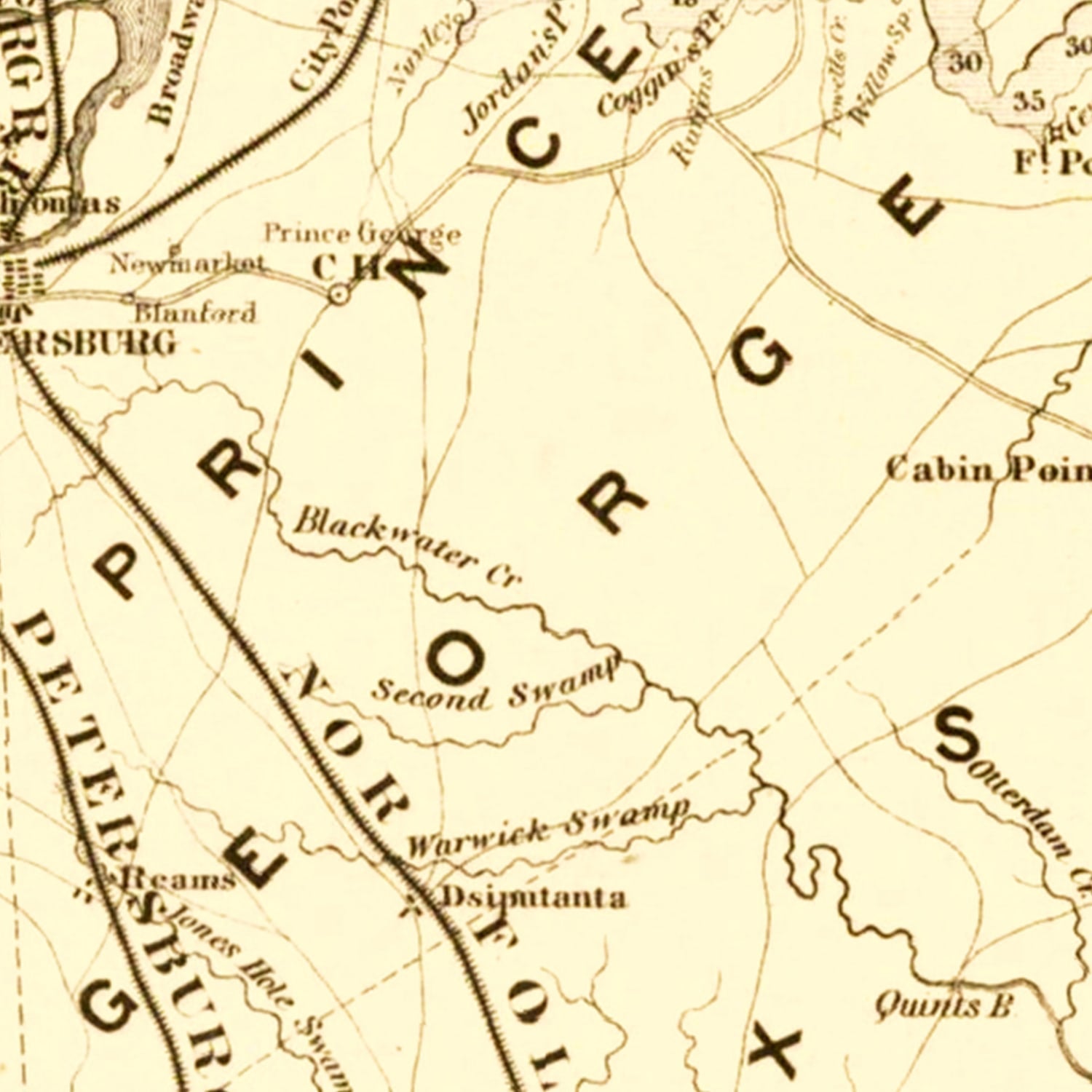 Vintage Seat of War Near Richmond, VA Map 1862
