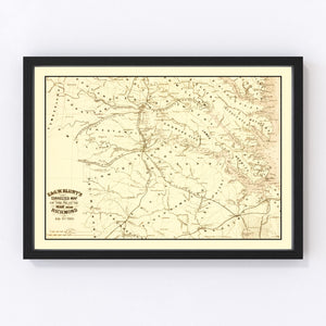 Vintage Seat of War Near Richmond, VA Map 1862