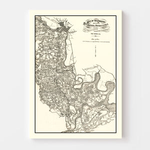 Vintage Map of Richmond & Petersburg, VA 1864